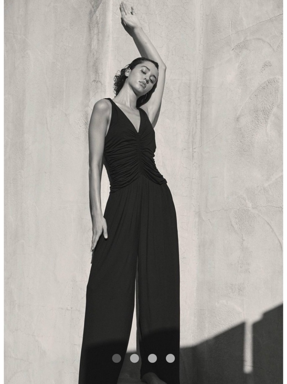 Free People Black Backless Ruched Jumpsuit